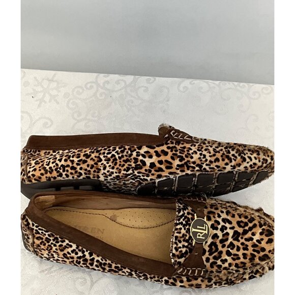 Ralph Lauren  Carley II‎ Leopard Print Loafers Natural Hair Calf Women's 9B - Picture 4 of 10